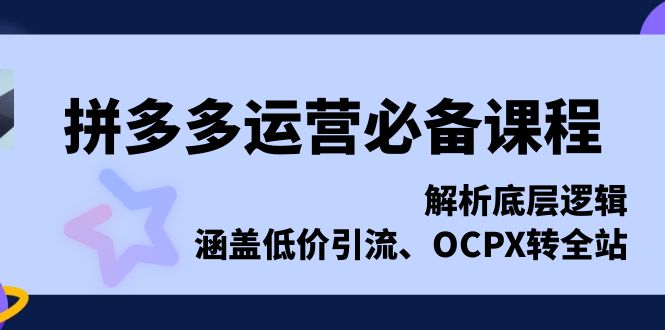 af716369b677c5e66b859cae8e5d29f8.jpeg 拼多多运营必备课程,解析底层逻辑,涵盖低价引流、OCPX转全站