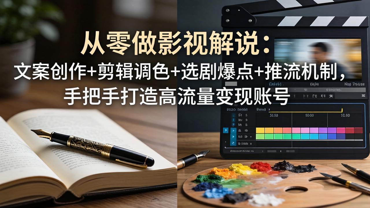 从零做影视解说:文案创作+剪辑调色+选剧爆点+推流机制,手把手打造高流量变现账号-鼎铸网