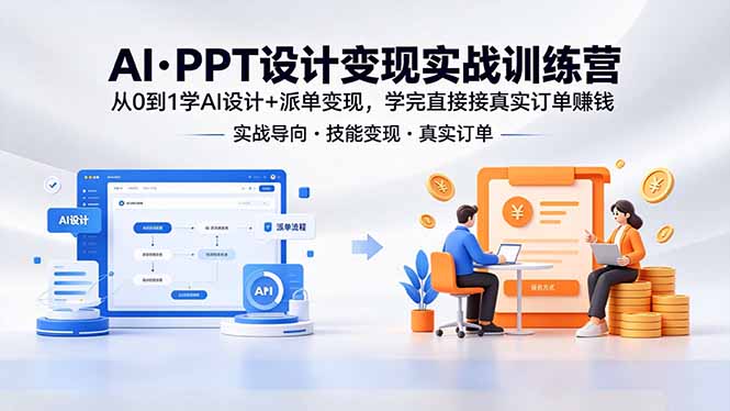 AI·PPT设计变现实战训练营,从0到1学AI设计+派单变现,学完直接接真实订单赚钱-鼎铸网