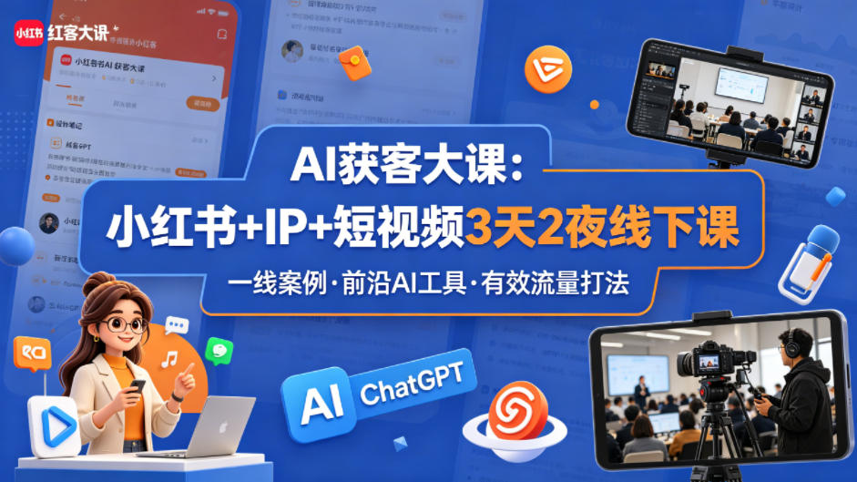 af98e3ed36cba485f6fd41c73a3f572b.jpeg AI获客大课小红书+IP+短视频3天2夜线下课,用最真实的一线案例,最前沿的AI工具,最有效的流量打法