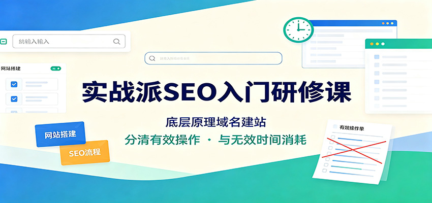 实战派SEO入门研修课：底层原理域名建站，分清有效操作与无效时间消耗-鼎铸网