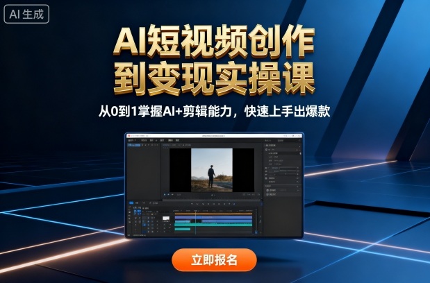 AI短视频创作到变现实操课，从0到1掌握AI+剪辑能力，快速上手出爆款(更新10月)-鼎铸网