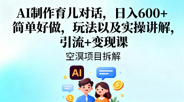 b074f6af796570ac5a9506cc248e1f16.jpeg AI制作育儿对话,日入6张+,简单好做,玩法以及实操讲解,引流+变现课