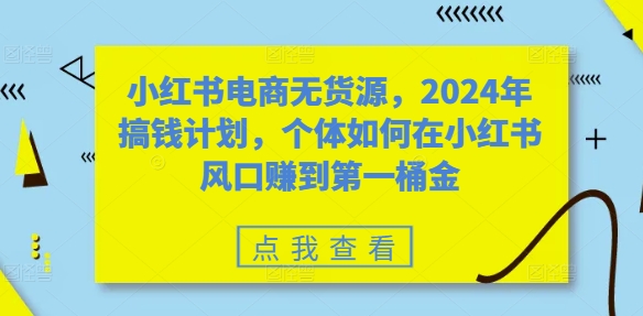 b0a2f67a44ecdd3ea84f5e523e384293.jpeg 小红书电商无货源,2024年搞钱计划,个体如何在小红书风口赚到第一桶金
