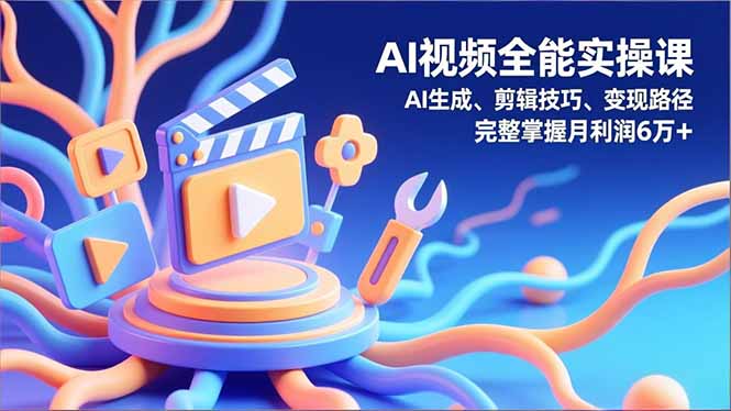 AI视频全能实操课，AI生成、剪辑技巧、变现路径，完整掌握月利润6万+-鼎铸网