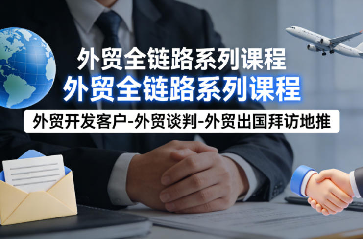 外贸系列课程，外贸开发客户-外贸谈判-外贸出国拜访地推，完成一个外贸链路-鼎铸网