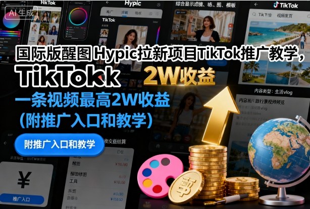 b1a34d5580bdc0d6aef060f24860d6e3.jpeg 国际版醒图Hypic拉新项目TikTok推广教学,一条视频最高2W收益(附推广入口和教学)