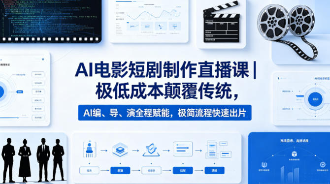 b1d3ef2c35d24e6c41f584fc07972734.jpeg AI电影短剧制作直播课|极低成本颠覆传统,AI编、导、演全程赋能,极简流程快速出片