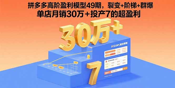 b1daeaac2ea6c3f2483eb9ec07b38e67.jpeg 拼多多高阶盈利模型49期,裂变+阶梯+群爆 单店月销30万+投产7的超盈利