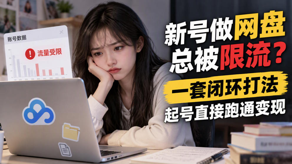 新号做网盘总被限流?一套闭环打法,起号直接跑通变现-鼎铸网