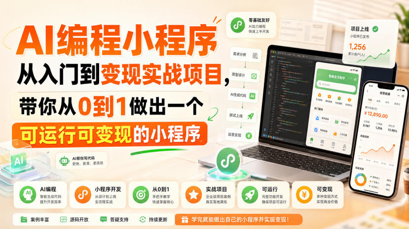 AI编程小程序从入门到变现实战项目，带你从0到1做出一个可运行可变现的小程序-鼎铸网