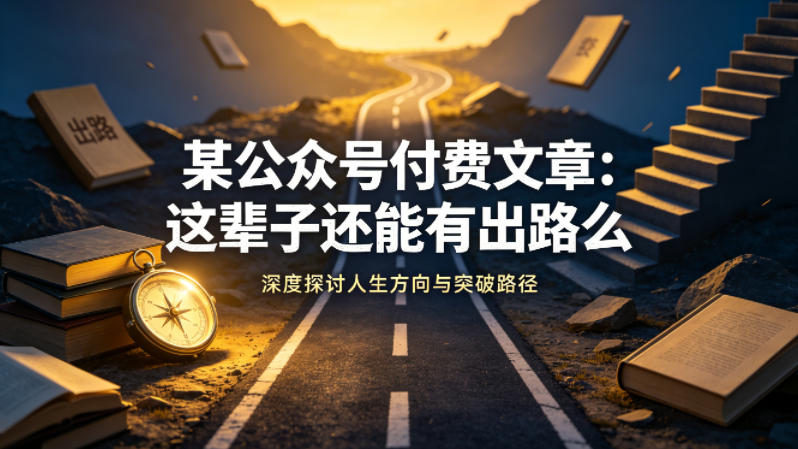 某公众号付费文章:这辈子还能有出路么-鼎铸网
