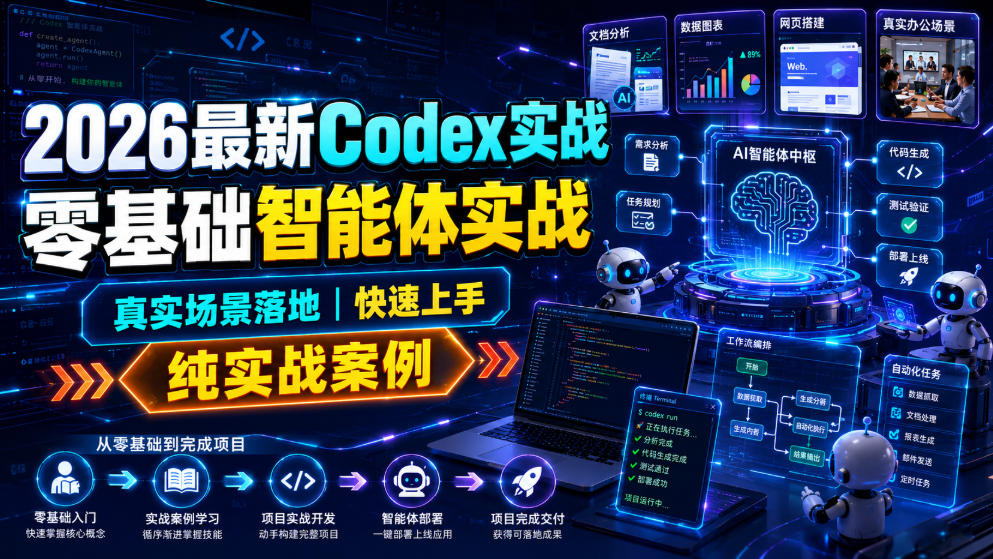 b2f2fa91a6b746ca165fa212139cd33c.jpeg 2026最新Codex实战零基础智能体实战,真实场景落地,快速上手,纯实战案例