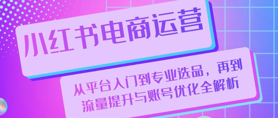 小红书电商运营：从平台入门到专业选品，再到流量提升与账号优化全解析-鼎铸网