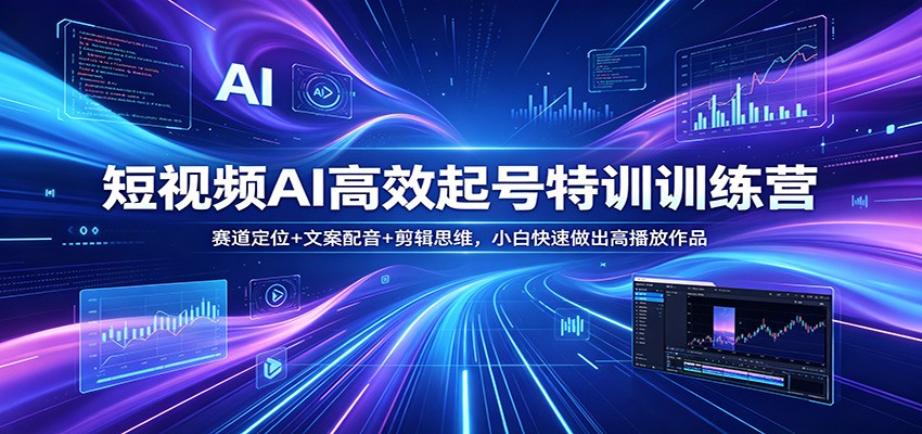 短视频AI高效起号特训训练营:赛道定位+文案配音+剪辑思维,小白快速做出高播放作品-鼎铸网
