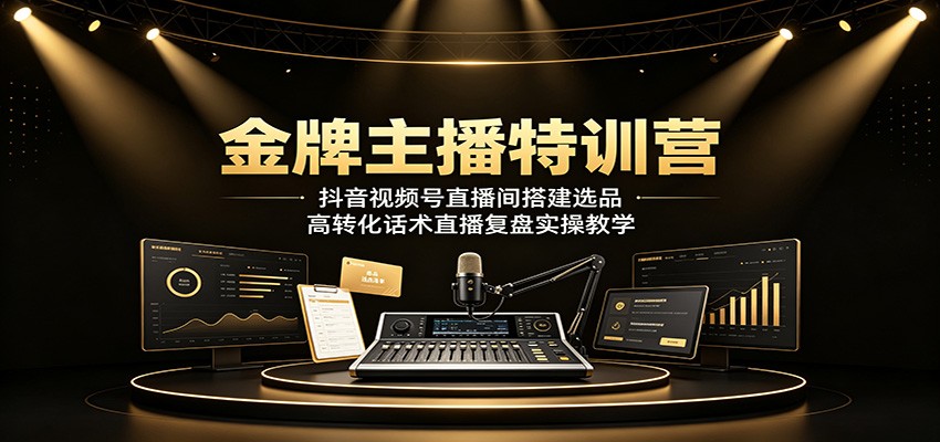 金牌主播特训营:抖音视频号直播间搭建选品,高转化话术直播复盘实操教学-鼎铸网