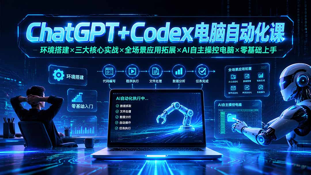 b336c8f5f0d794d08f185451fd885383.jpeg ChatGPT+Codex电脑自动化课:环境搭建×三大核心实战×全场景应用拓展×AI自主操控电脑×零基础上手