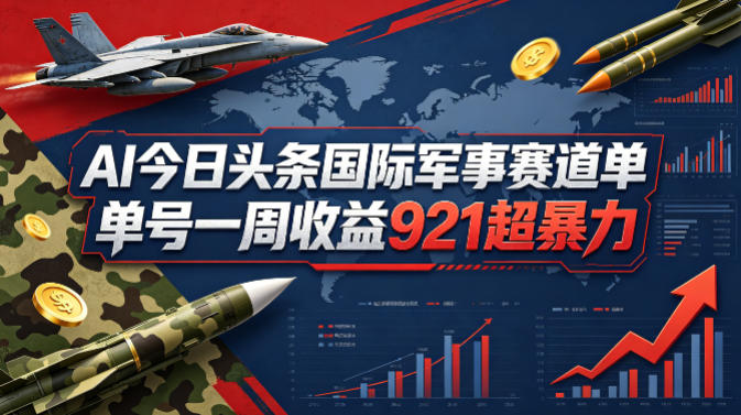 AI今日头条国际军事赛道，单号一周收益921，超暴力-鼎铸网