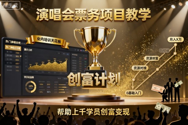 b417af8e1ef3d164871d768110a24768.jpeg 演唱会票务项目教学,业内培训天花板,帮助上千学员创富变现