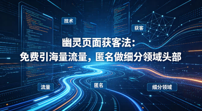用懂技术!幽灵页面获客法:免费引海量流量,匿名做细分领域头部-鼎铸网