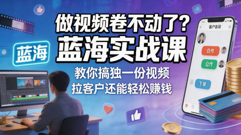 b4bf095ef67b508e3cdd8777ffc5aa7f.jpeg 做视频卷不动了?蓝海实战课教你搞独一份视频,拉客户还能轻松賺钱!【原创双语字幕】
