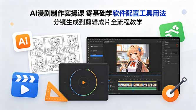 AI漫剧制作实操课 零基础学软件配置工具用法 分镜生成到剪辑成片全流程教学-鼎铸网