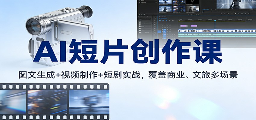 AI短片创作课：图文生成+ 视频制作+短剧实战，覆盖商业、 文旅多场景-鼎铸网