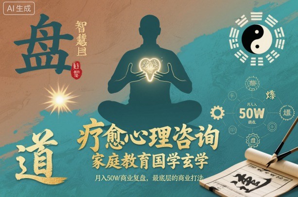 疗愈心理咨询，家庭教育国学玄学，月入50个商业复盘，最底层的商业打法-鼎铸网