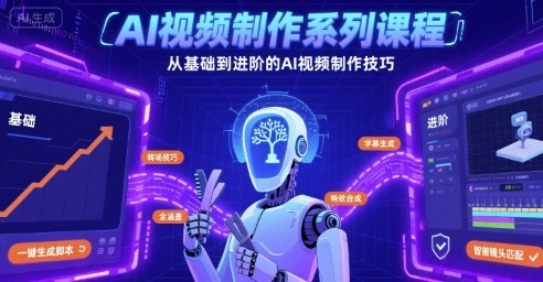 b6d51998343cd66d947bd46f6154f685.jpeg AI视频制作系列课程,从基础到进阶的AI视频制作技巧全涵盖