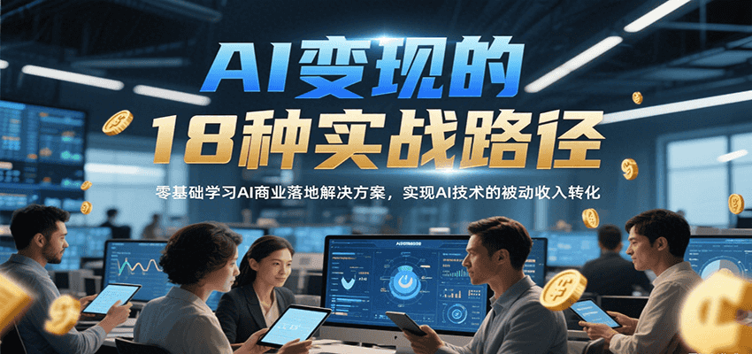 AI变现的18种实战路径，零基础学习AI商业落地解决方案，实现AI技术的被动收入转化-鼎铸网