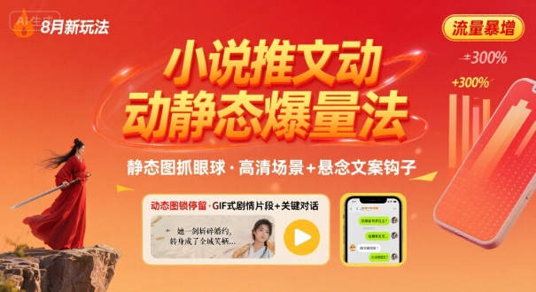 b6f193312c8da5fcb2bea75c635a8d01.jpeg 8月小说推文全新玩法,动静态图片+搭配小说文案爆量玩法