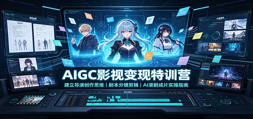 AIGC影视变现特训营：建立导演创作思维，剧本分镜剪辑，AI漫剧成片实操指南-鼎铸网