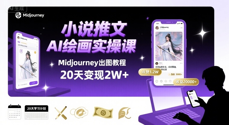 b717150c8affc86b3d513a44b7003759.jpeg 小说推文干货分享之AI绘画MJ出图实操课,用Midjourney做小说推文,20天挣2w