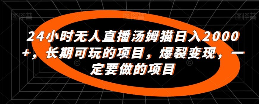 24小时无人直播汤姆猫日入2000+，长期可玩的项目，爆裂变现，一定要做的项目【揭秘】-鼎铸网