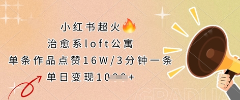 b779e9cf71276c3d6a1c305ea9841d18.jpeg 小红书超火的治愈系loft公寓,单条作品点赞16W,3分钟一条,单日变现数张