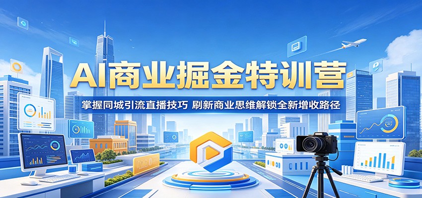 AI商业掘金特训营:掌握同城引流直播技巧,刷新商业思维解锁全新增收路径-鼎铸网