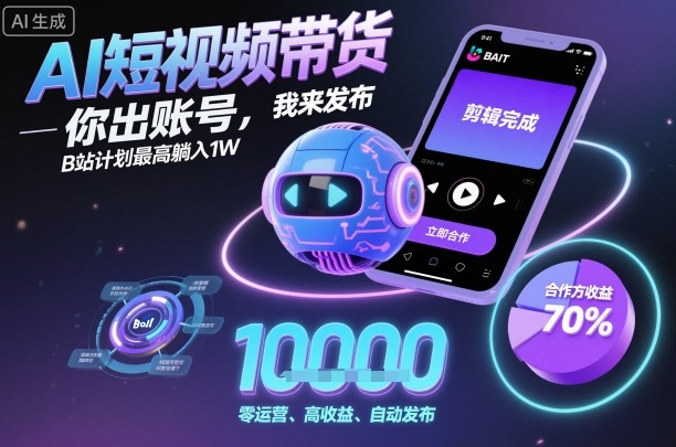 b7a929cbbfb55a22d84d41eba3a205e7.jpeg AI短视频带货,你出账号,我来发布,B站计划最高躺入1W【揭秘】