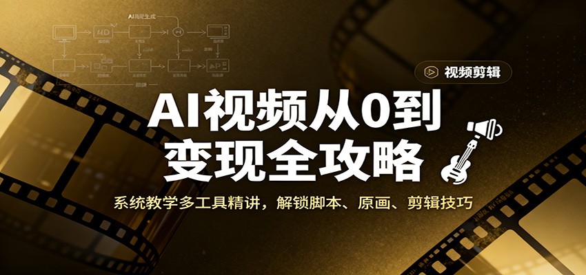AI视频从0到变现全攻略，系统教学多工具精讲，解锁脚本、原画、剪辑技巧-鼎铸网