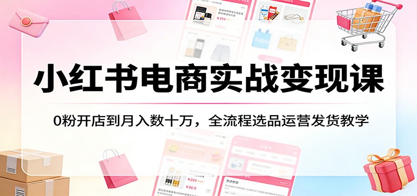 小红书电商实战变现课：0粉开店到月入数十万，全流程选品运营发货教学-鼎铸网