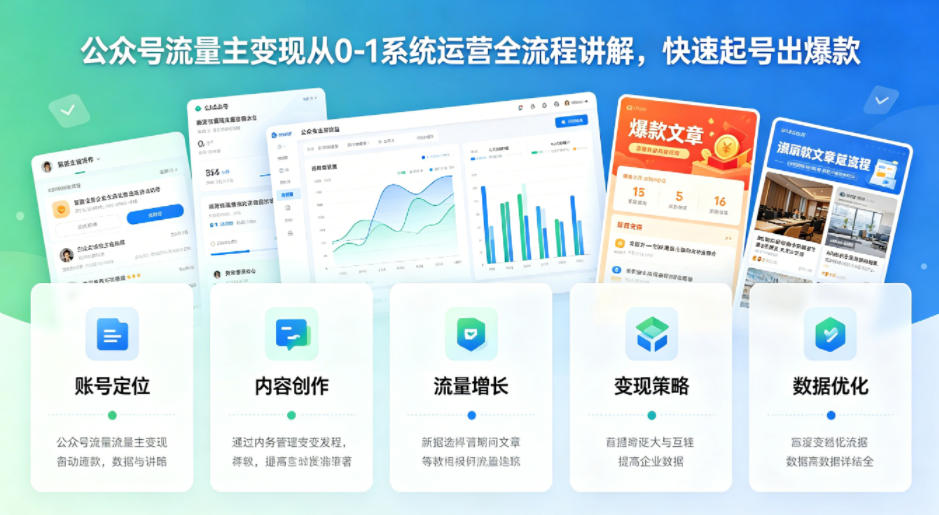 公众号流量主变现从0-1系统运营全流程讲解，快速起号出爆款-鼎铸网