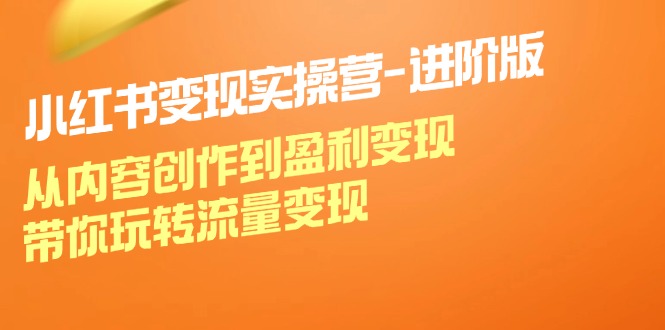 小红书变现实操营进阶版：从内容创作到盈利变现，带你玩转流量变现-鼎铸网