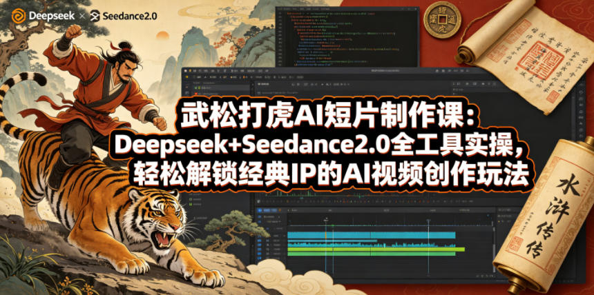 b8c836ad5221e3349318731b819fae93.jpeg 武松打虎AI短片制作课:Deepseek+Seedance2.0全工具实操,轻松解锁经典IP的AI视频创作玩法