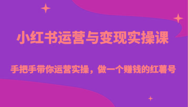 小红书运营与变现实操课-手把手带你运营实操,做一个赚钱的红薯号-鼎铸网