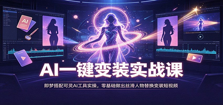 AI一键变装实战课：即梦搭配可灵AI工具实操，零基础做出丝滑人物替换变装短视频-鼎铸网