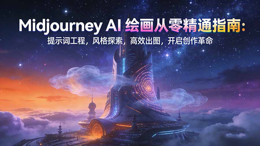 b95c215eb056abc6b1f05859a67212ec.jpeg Midjourney AI绘画从零精通指南:提示词工程,风格探索,高效出图,开启创作革命