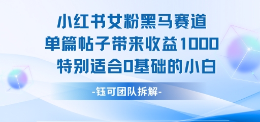 b97efab1ad1597d5305583922e65f4aa.jpeg 小红书女粉黑马赛道单篇帖子带来收益1k+,特别适合0基础的小白