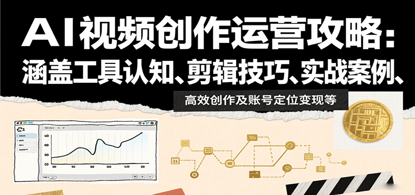 AI视频创作运营攻略：涵盖工具认知、剪辑技巧、实战案例、高效创作及账号定位变现等-鼎铸网