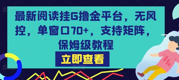 最新阅读挂G撸金平台,无风控,单窗口70+,支持矩阵,保姆级教程【揭秘】-鼎铸网