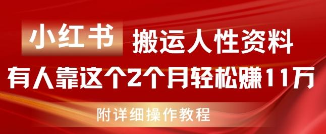小红书搬运人性资料，有人靠这个2个月轻松赚11w，附教程【揭秘】-鼎铸网