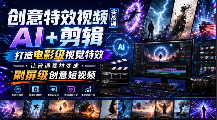 ba77dac0facce19ddd19a53074972ecf.jpeg 创意特效视频实战课,AI+剪辑打造电影级视觉特效,让普通素材变成刷屏级创意短视频